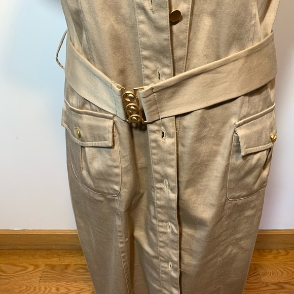 OC by OC Beige dress with gold buttons size 12-14 - Picture 4 of 10